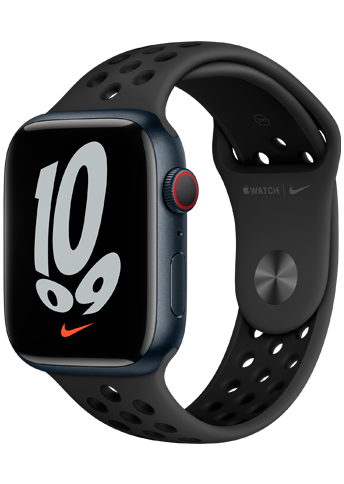 Apple Watch 7 – 45mm – Midnight Aluminium Case – Anthracite/Black Nike Sport Band – Nike Edition – 4G