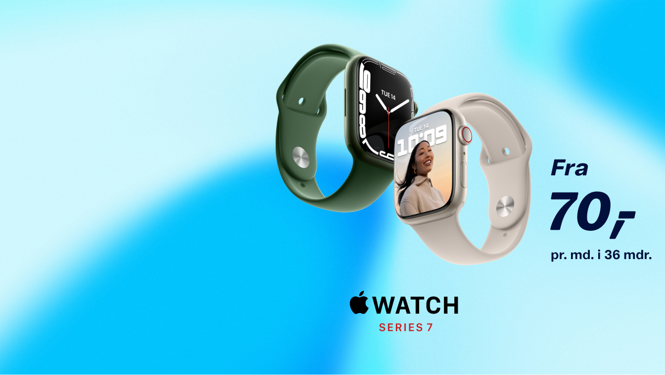 Apple Watch Series 7. Fuld skærm fremad.