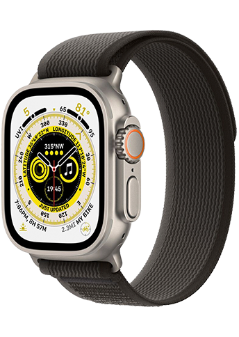 Apple Watch Ultra - 49mm  -Titanium Case -  Black/Gray Trail Loop - M/L - 4G