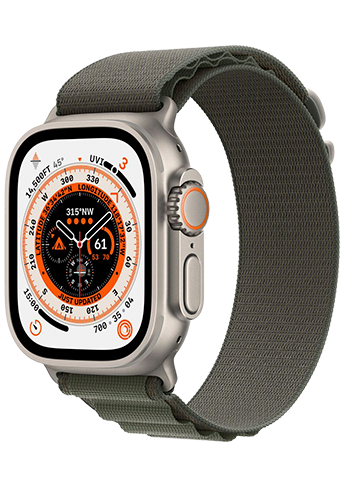 Apple Watch Ultra - 49mm Titanium Case - Green Band - M - 4G