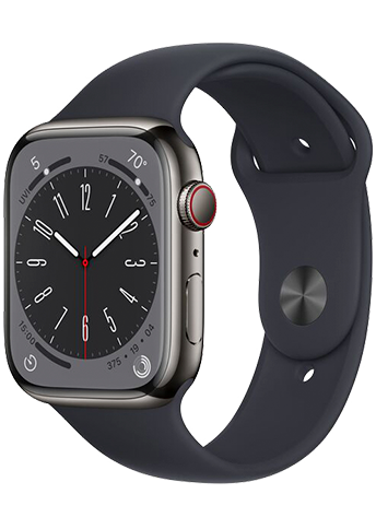 Apple Watch Series 8 - 45mm - Graphite Stainless Steel Case -Midnight Sport Band - 4G