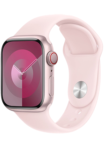 Apple Watch Series 9 GPS + Cellular 41mm Pink Aluminium Case - Light Pink Sport Band - S/M