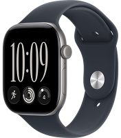 Apple Watch Series 12 GPS + Cellular 46mm Space Grey Aluminium Case with Navy Blue Sport Band - M/L
